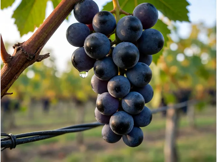 La cura dei grappoli neri per il vino bianco