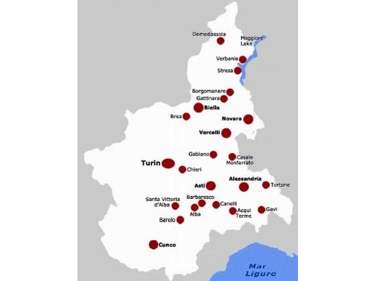 La mappa delle denominazioni piemontesi