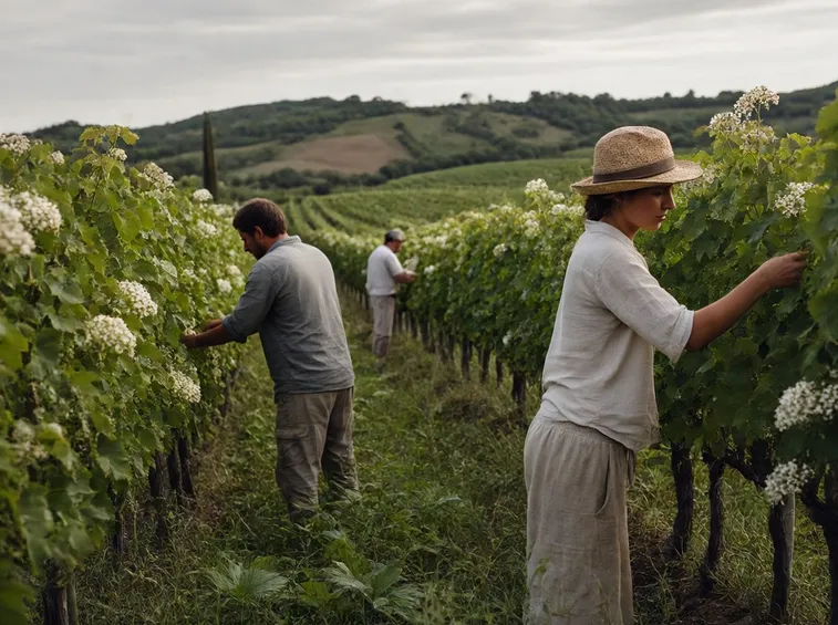 vigneti di Damaschino ancora in fioritura