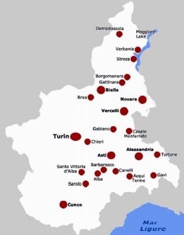 La mappa delle denominazioni piemontesi