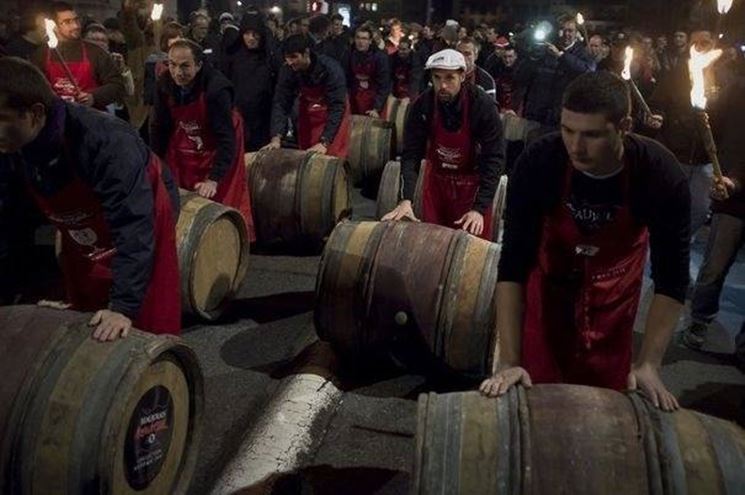 Festa per la produzione del Beaujolais Nouveau a Lione, in Francia